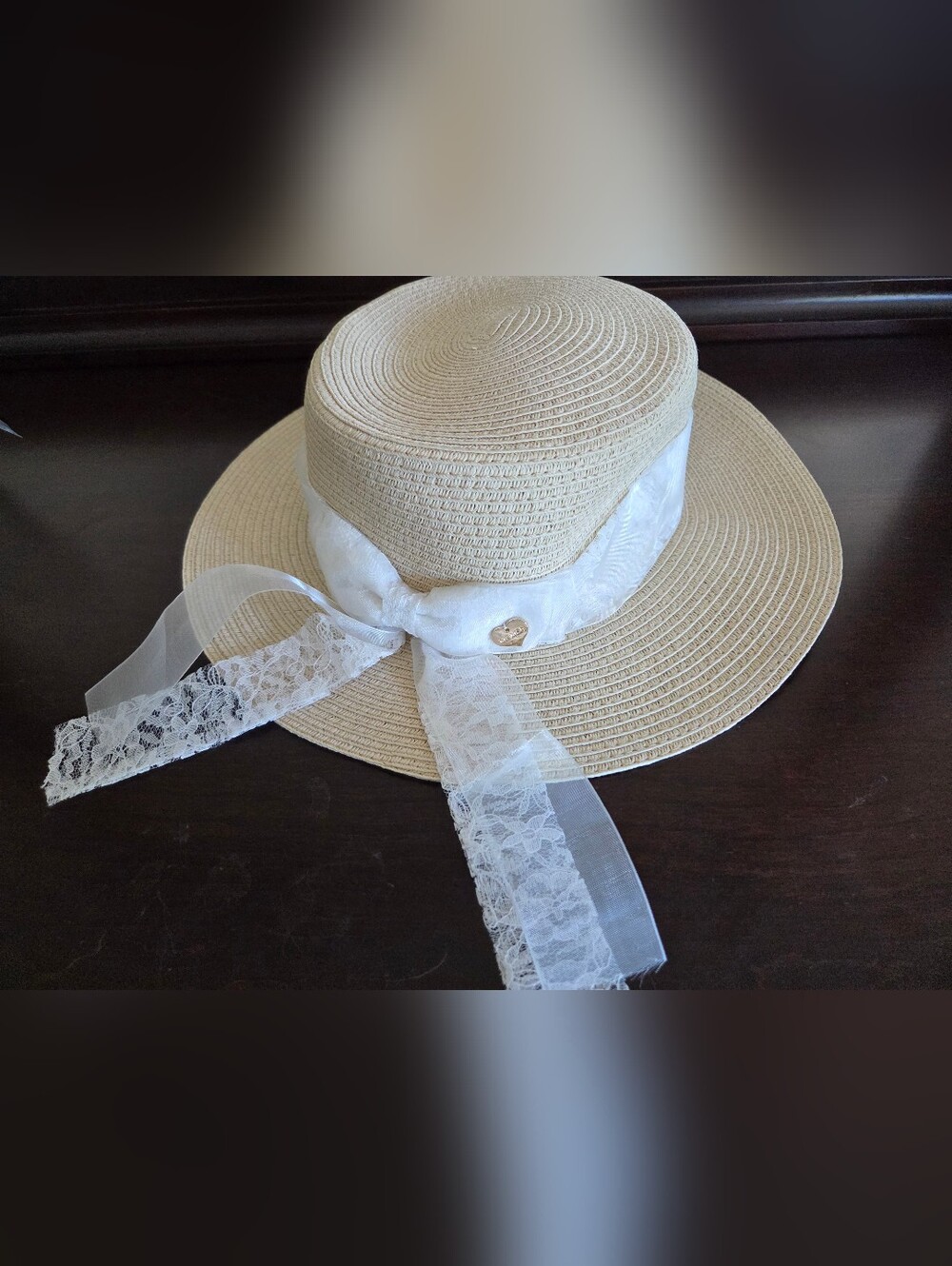 LIZ LISA Lace Ribbon Boater Hat